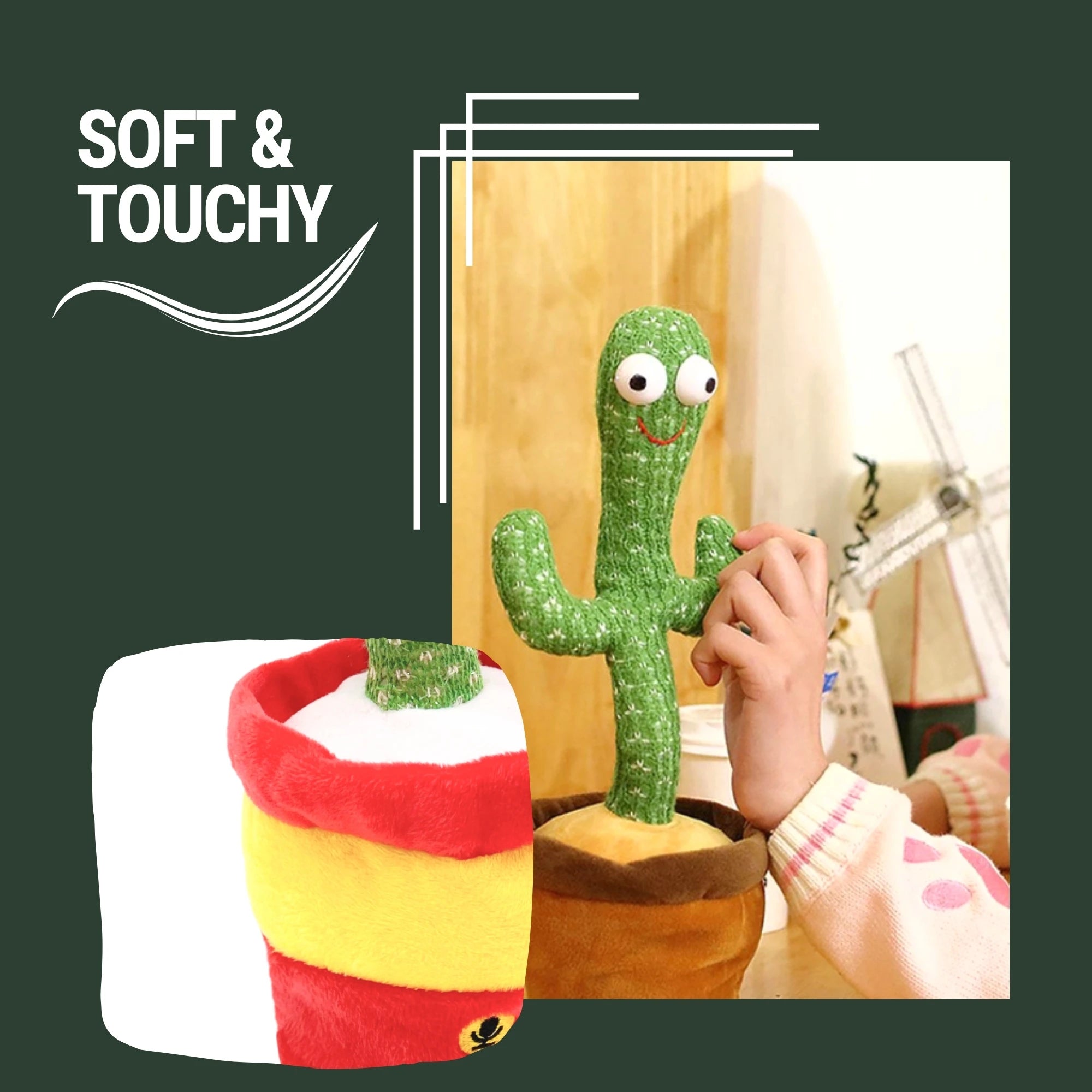 Vicyol S&D Cactus Bailarín con Luces y 120 Canciones. Juguete de Peluche que Baila y Repite. Decorativo y Educativo para Niños