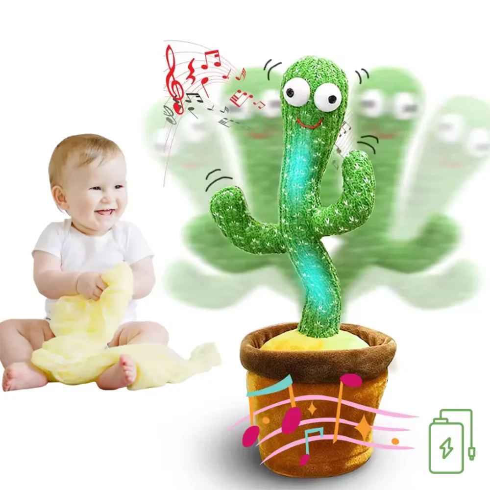 Vicyol S&D Cactus Bailarín con Luces y 120 Canciones. Juguete de Peluche que Baila y Repite. Decorativo y Educativo para Niños