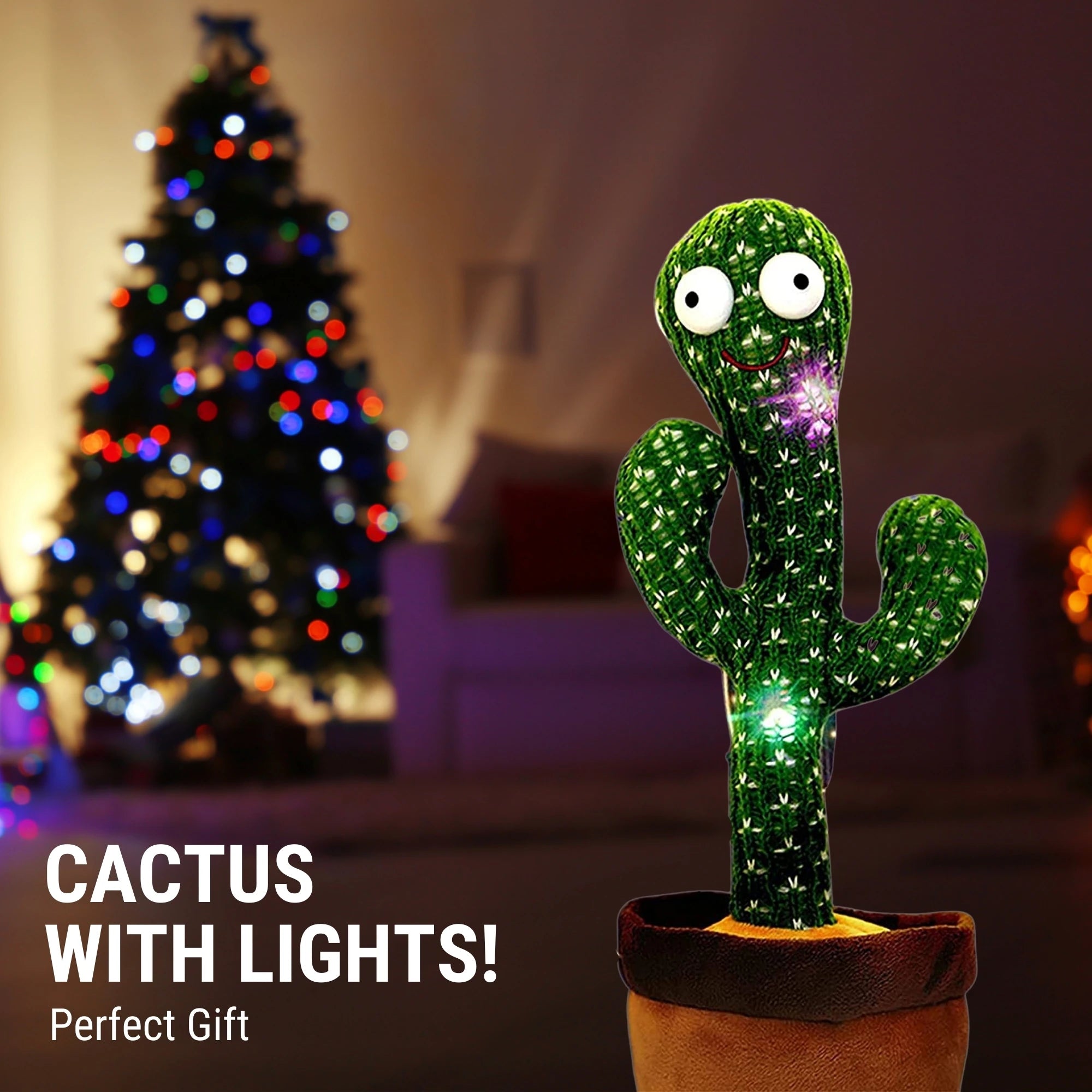 Vicyol S&D Cactus Bailarín con Luces y 120 Canciones. Juguete de Peluche que Baila y Repite. Decorativo y Educativo para Niños