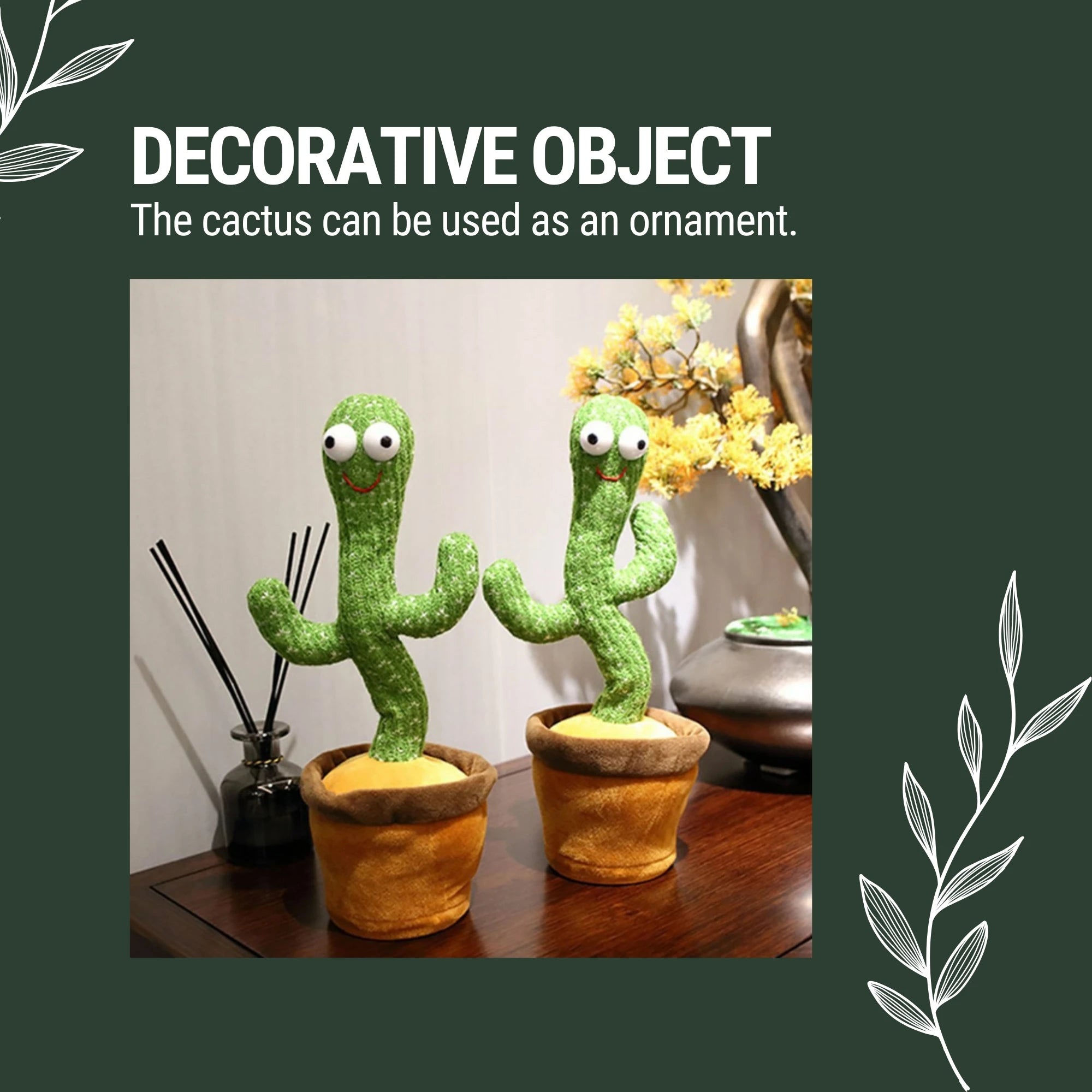 Vicyol S&D Cactus Bailarín con Luces y 120 Canciones. Juguete de Peluche que Baila y Repite. Decorativo y Educativo para Niños