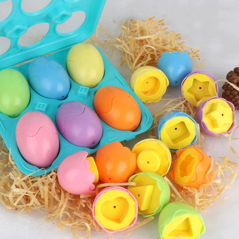Juguete de huevos inteligentes Montessori para bebés, juegos de rompecabezas a juego, clasificador de formas, juguetes educativos de aprendizaje para niños de 2 a 3 años, regalo de Pascua
