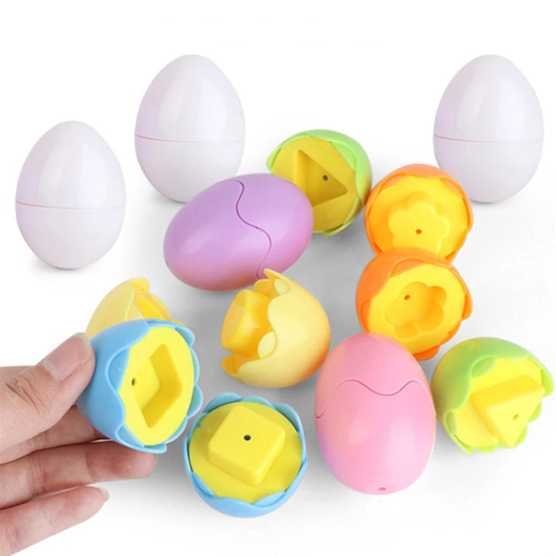 Juguete de huevos inteligentes Montessori para bebés, juegos de rompecabezas a juego, clasificador de formas, juguetes educativos de aprendizaje para niños de 2 a 3 años, regalo de Pascua
