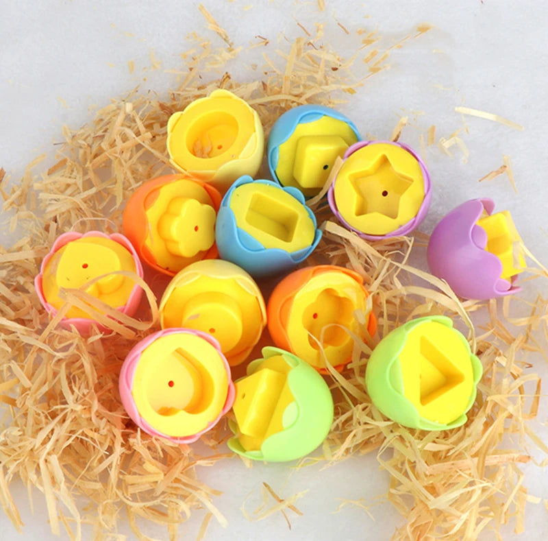 Juguete de huevos inteligentes Montessori para bebés, juegos de rompecabezas a juego, clasificador de formas, juguetes educativos de aprendizaje para niños de 2 a 3 años, regalo de Pascua
