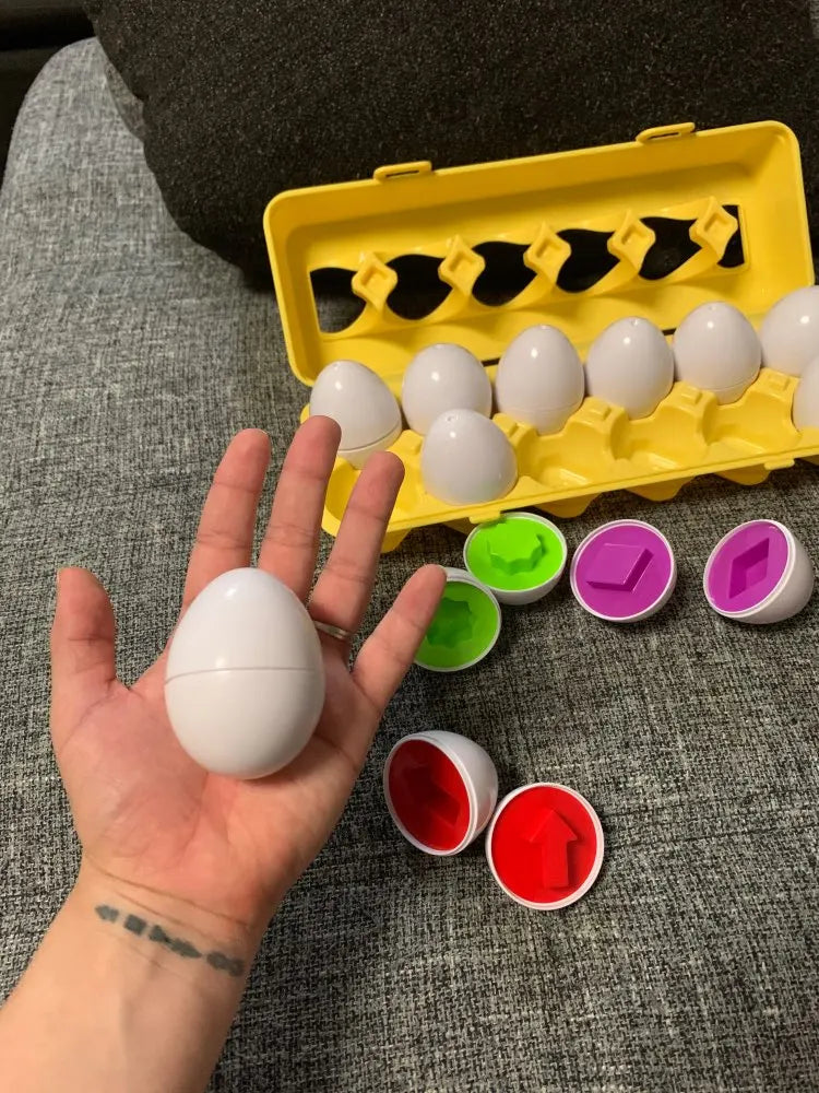 Juguete de huevos inteligentes Montessori para bebés, juegos de rompecabezas a juego, clasificador de formas, juguetes educativos de aprendizaje para niños de 2 a 3 años, regalo de Pascua