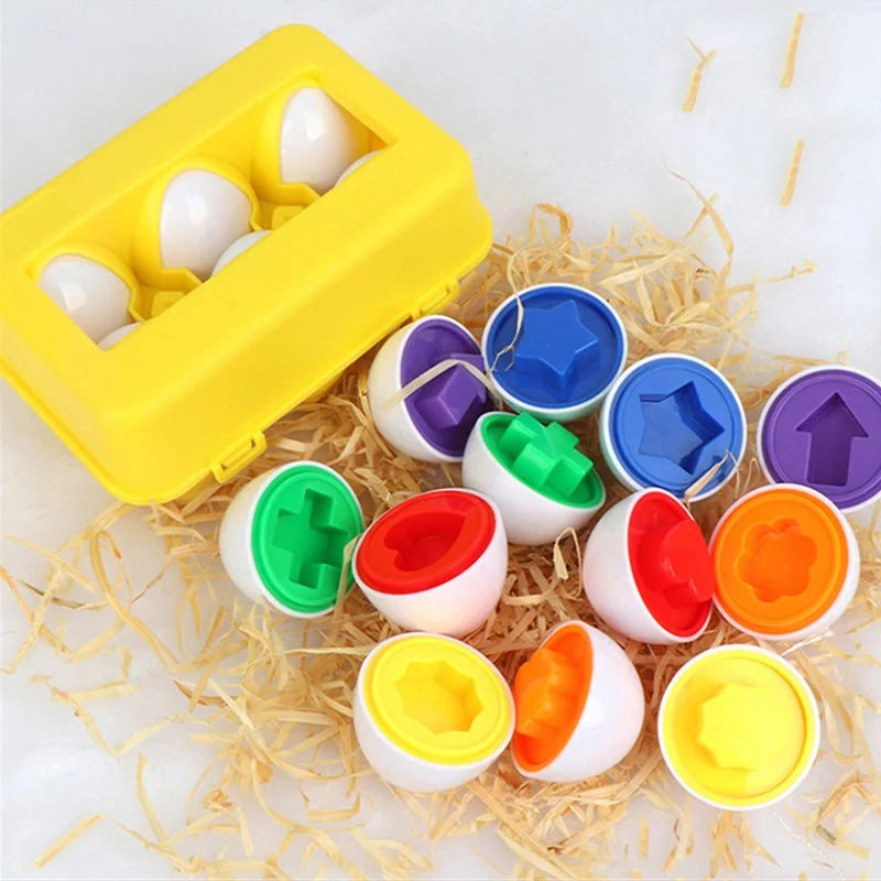 Juguete de huevos inteligentes Montessori para bebés, juegos de rompecabezas a juego, clasificador de formas, juguetes educativos de aprendizaje para niños de 2 a 3 años, regalo de Pascua