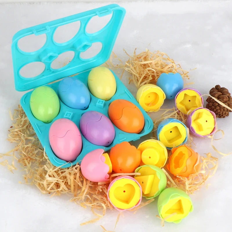 Juguete de huevos inteligentes Montessori para bebés, juegos de rompecabezas a juego, clasificador de formas, juguetes educativos de aprendizaje para niños de 2 a 3 años, regalo de Pascua