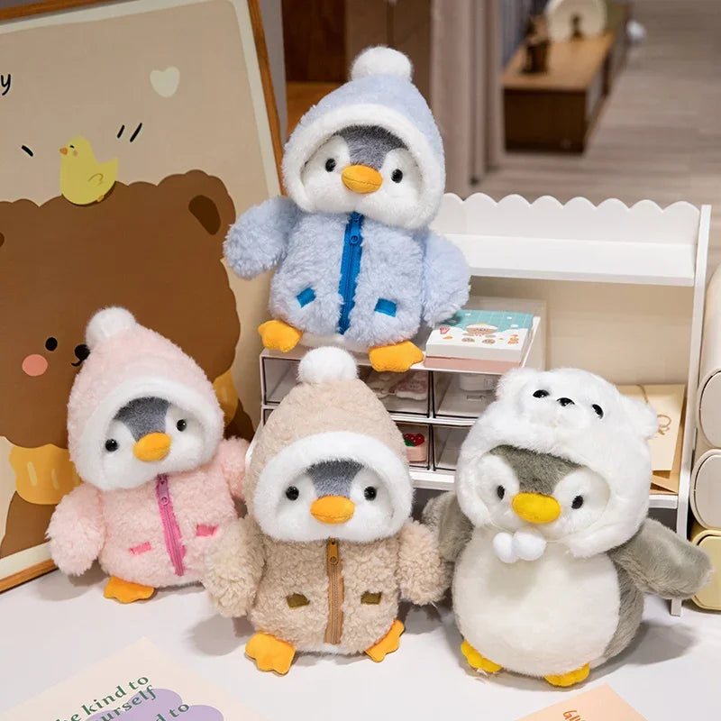 Juguete de peluche de pingüino para bebé, muñeco relajante para dormir, pingüino esponjoso, ropa, sombreros, almohada de Animal de peluche, regalo de cumpleaños, nuevo