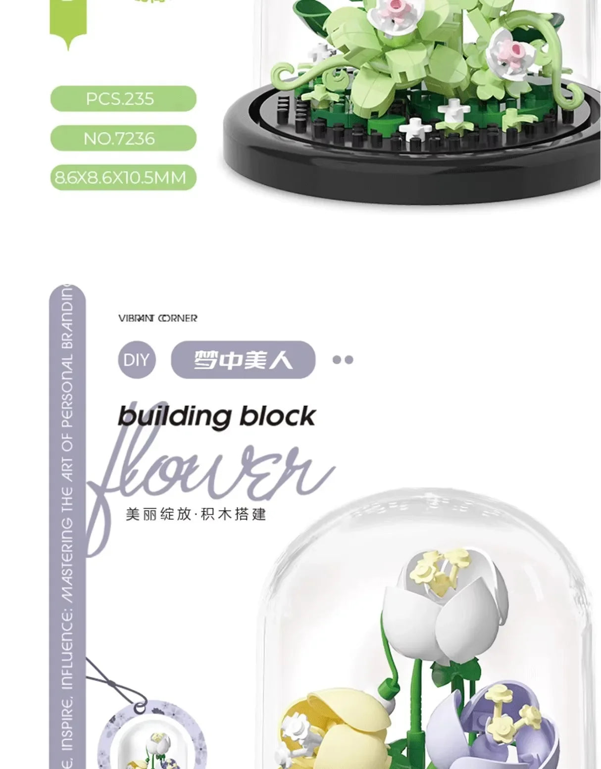 Ramo de flores, bonsái, bloques de construcción, planta de plástico Artificial, cubierta antipolvo, Micro modelo, juguete de decoración del hogar para niños, regalo de cumpleaños