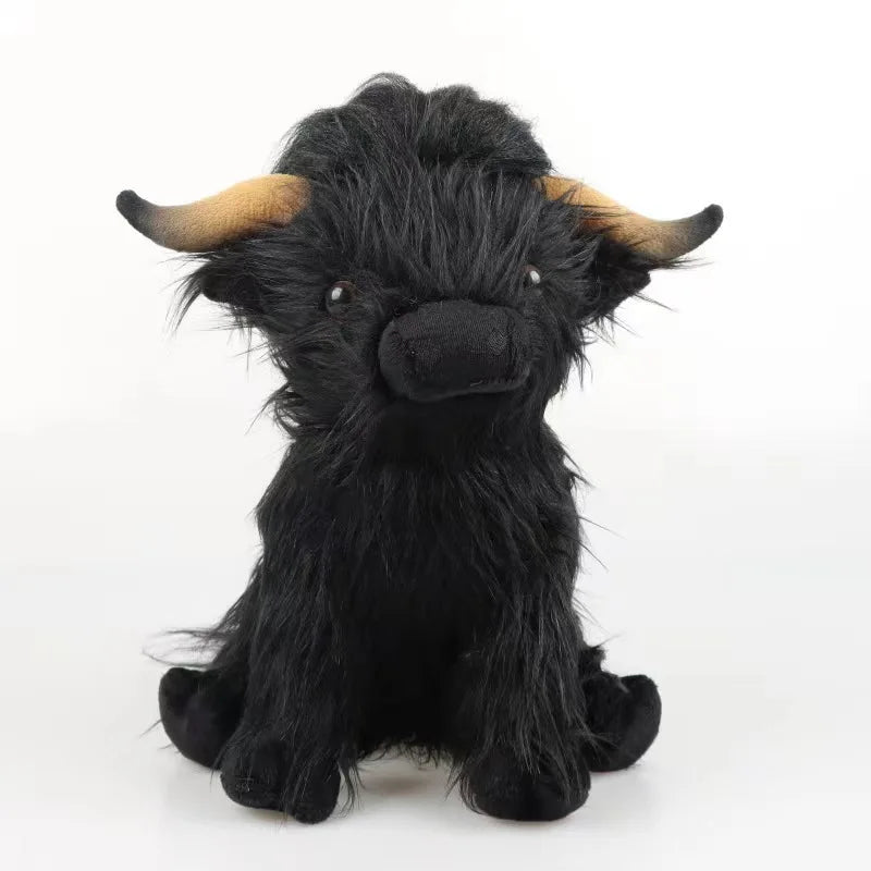 Juguete de peluche de vaca de las Tierras Altas: adorable animal de peluche realista con pelo largo y esponjoso, regalo de peluche suave para niños, niños y coleccionistas