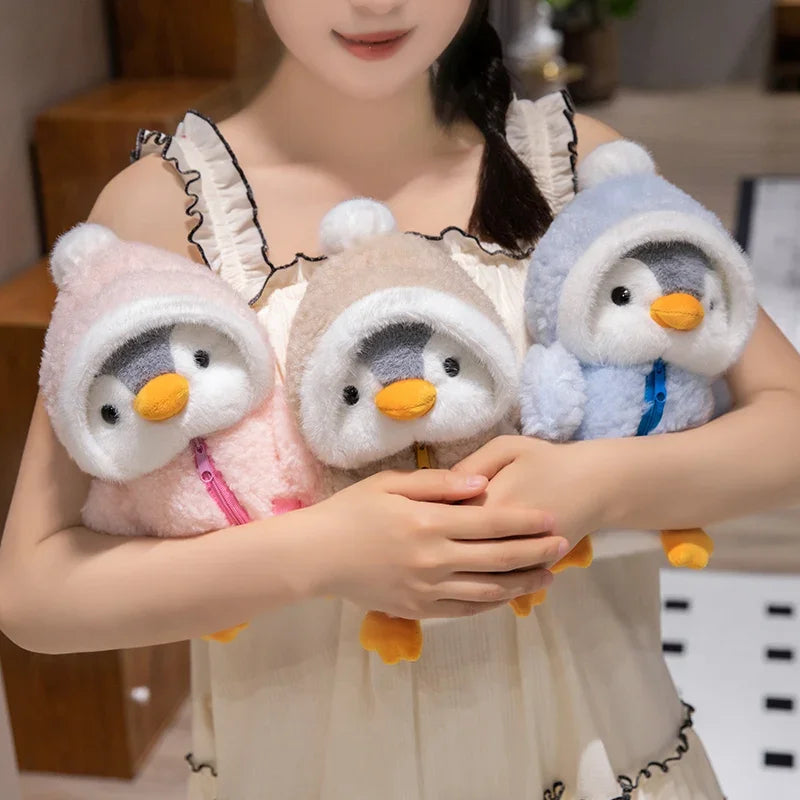 Juguete de peluche de pingüino para bebé, muñeco relajante para dormir, pingüino esponjoso, ropa, sombreros, almohada de Animal de peluche, regalo de cumpleaños, nuevo