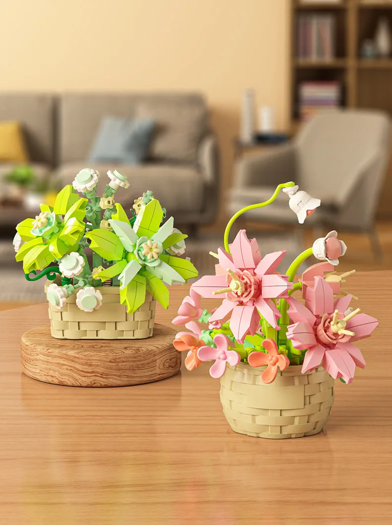 Ramo de flores para adultos, micropartículas de bloques de construcción, juguete para niños y niñas de 6 a 12 años, regalo de cumpleaños, Mini ladrillos de flores