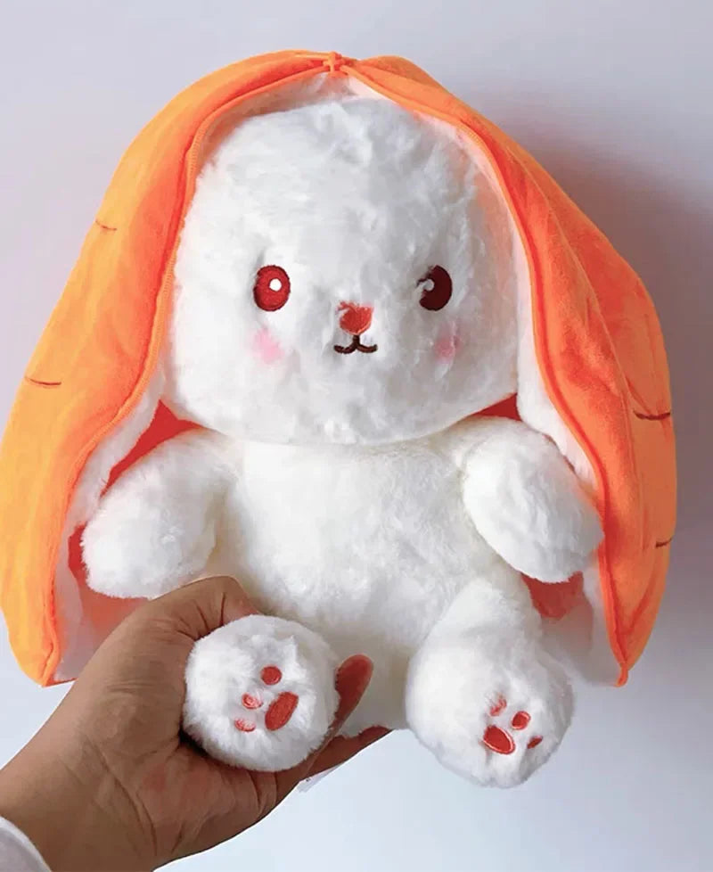 Conejo de peluche de fresa y zanahoria de 25cm, juguete de peluche creativo en fruta, transforma el bebé, muñeco de conejito de peluche para chico, regalo de cumpleaños