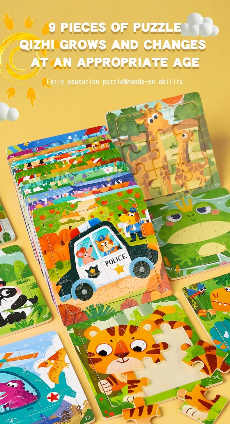 Juego de rompecabezas de madera para niños de 2 a 3 años