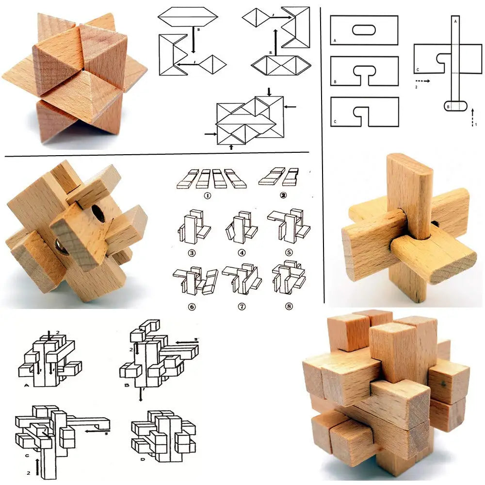 Kong Ming Lock de madera Lu Ban Lock IQ rompecabezas juguete educativo para niños Montessori rompecabezas 3D juego desbloquear juguetes para adultos