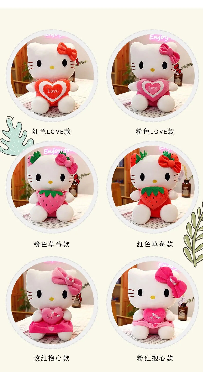Kawaii Sanrio Hello Kitty juguete de peluche fresa KT gato almohada muñeca regalo de cumpleaños para niños decoración del hogar muñeca Animal