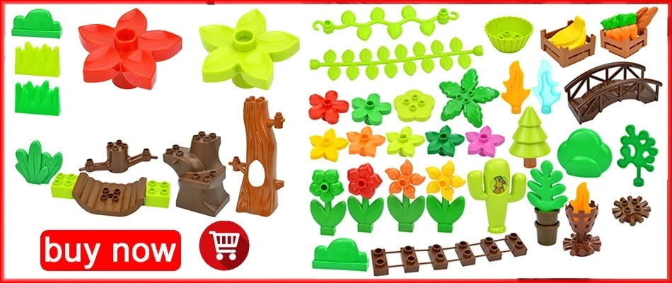 Placa base Duploes de gran tamaño, placas de montaje de ladrillos de 16x16 puntos, partículas grandes, figuras clásicas de animales, bloques de construcción, juguetes para niños