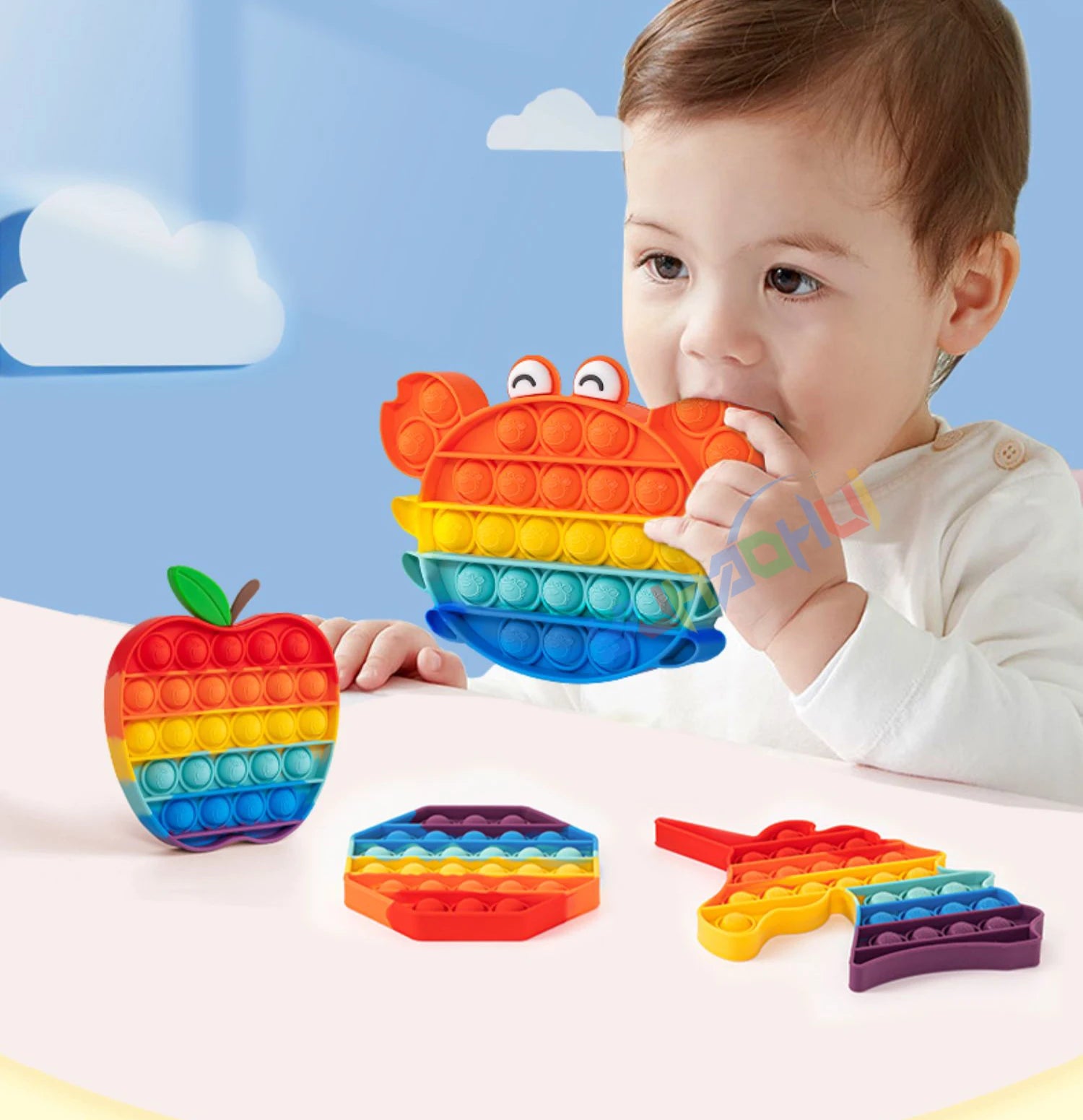 Arco Iris Pop Push Bubblle Fidget juguetes antiestrés para niños adultos juguetes sensoriales de necesidades especiales juguetes interactivos para niños