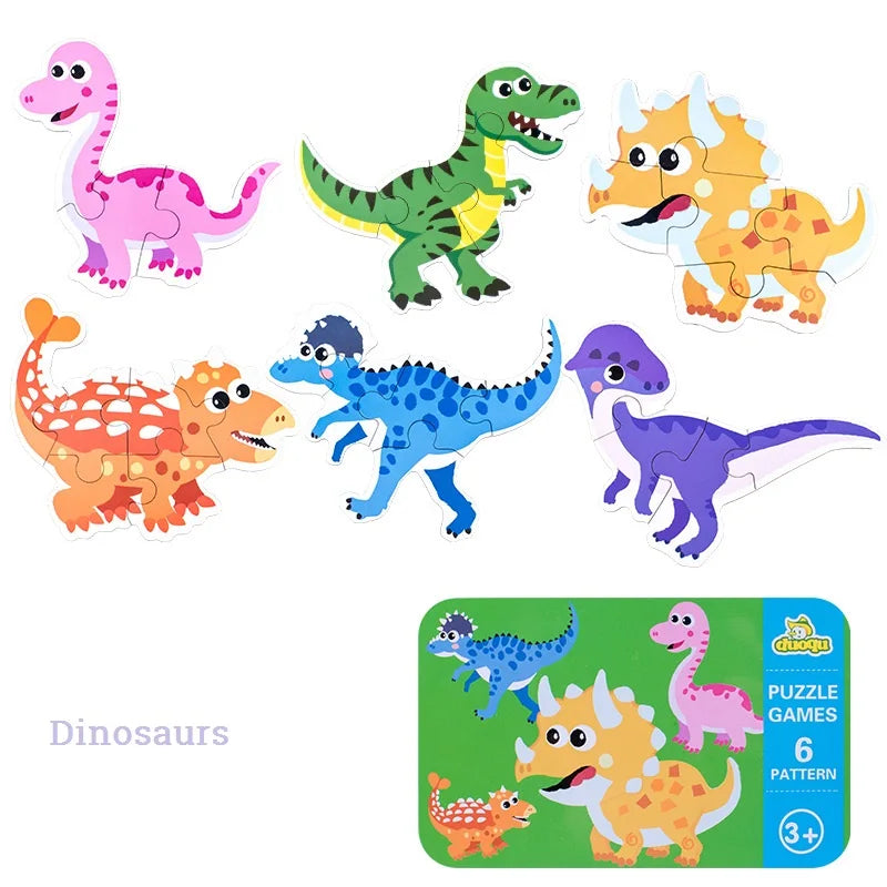 Rompecabezas de animales para niños pequeños de 1, 2, 3 años, niños y niñas, aprendizaje de animales, tarjeta de memoria, juego a juego, juguetes educativos para niños