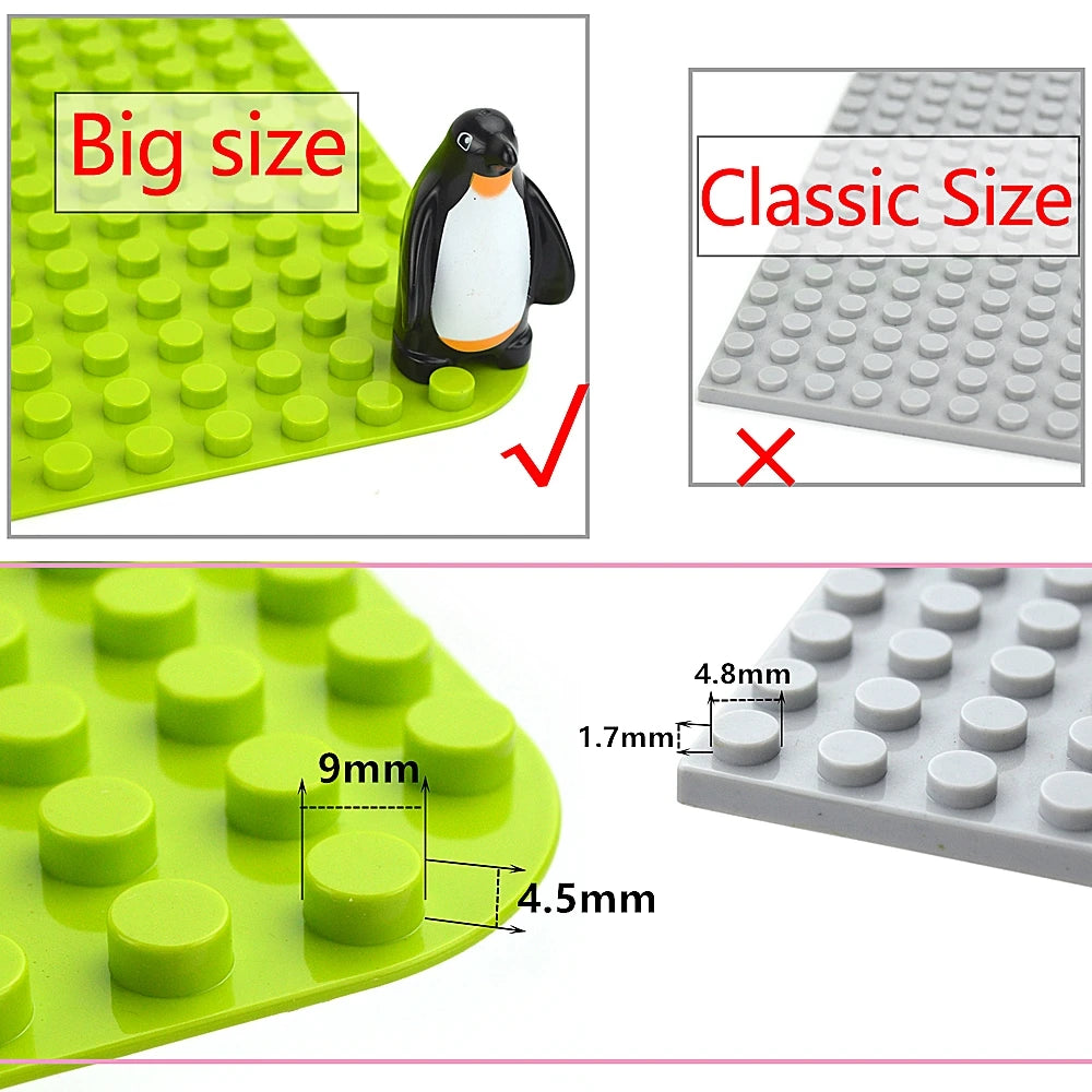 Placa base Duploes de gran tamaño, placas de montaje de ladrillos de 16x16 puntos, partículas grandes, figuras clásicas de animales, bloques de construcción, juguetes para niños