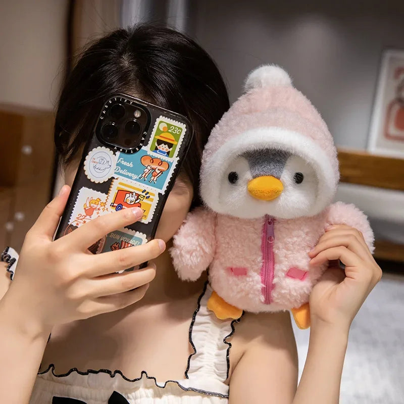Juguete de peluche de pingüino para bebé, muñeco relajante para dormir, pingüino esponjoso, ropa, sombreros, almohada de Animal de peluche, regalo de cumpleaños, nuevo