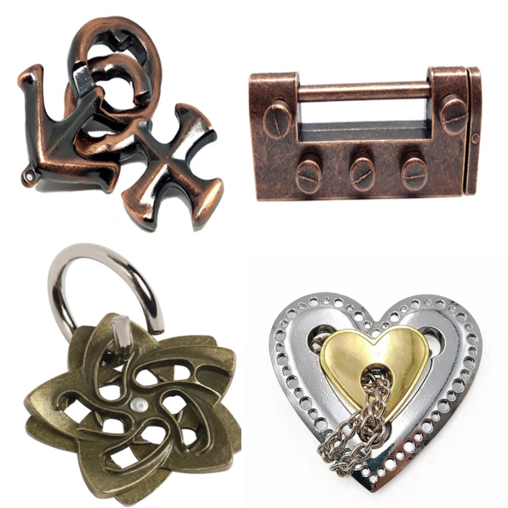 Rompecabezas de Metal IQ clásico para niños y adultos, rompecabezas mágico desconcertante, juego de rompecabezas con cordón, desbloqueo, juguete novedoso, 1 ud.