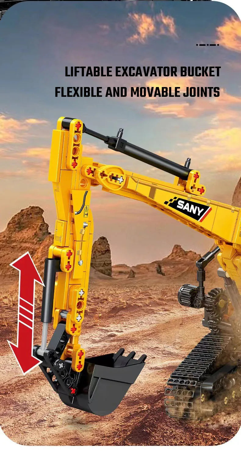SEMBO BLOCK 1022 Uds. Modelos de excavadora, bloques de construcción MOC City, vehículo de ingeniería de construcción, ladrillos, juguetes educativos, regalo para niños