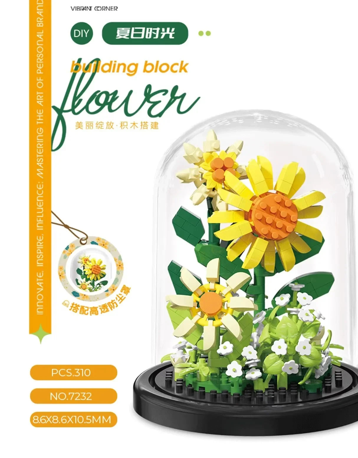 Ramo de flores, bonsái, bloques de construcción, planta de plástico Artificial, cubierta antipolvo, Micro modelo, juguete de decoración del hogar para niños, regalo de cumpleaños