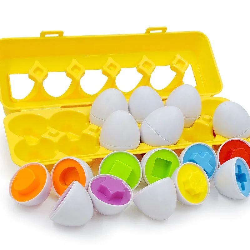 Juguete de huevos inteligentes Montessori para bebés, juegos de rompecabezas a juego, clasificador de formas, juguetes educativos de aprendizaje para niños de 2 a 3 años, regalo de Pascua