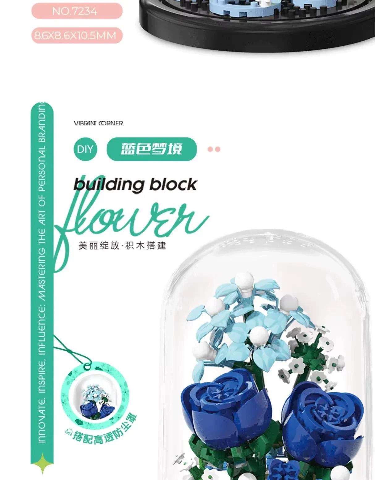 Ramo de flores, bonsái, bloques de construcción, planta de plástico Artificial, cubierta antipolvo, Micro modelo, juguete de decoración del hogar para niños, regalo de cumpleaños
