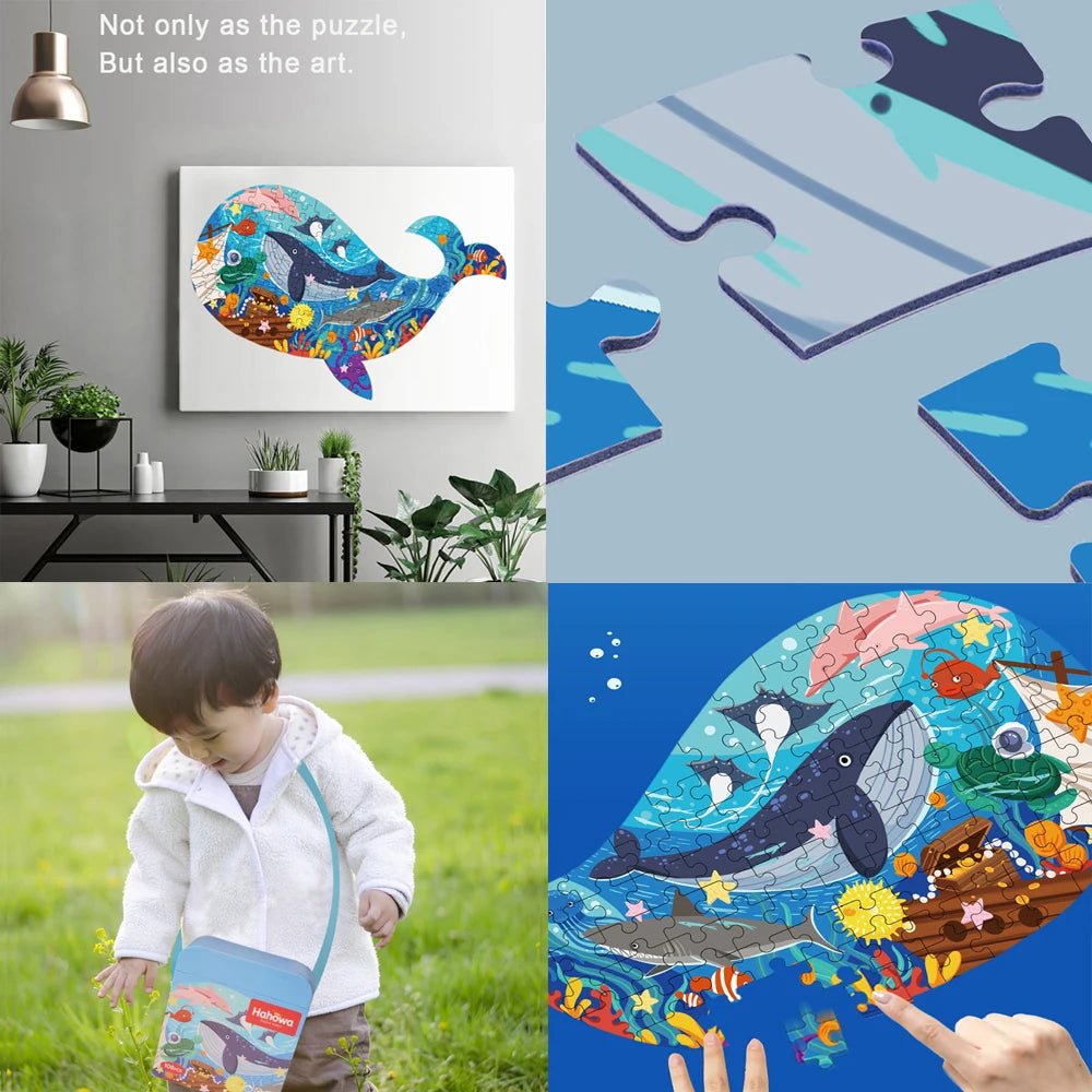 Hahowa-rompecabezas de animales único para niños, juguete con caja de regalo de papel, juegos educativos Montesorri, juguetes, regalos para niños