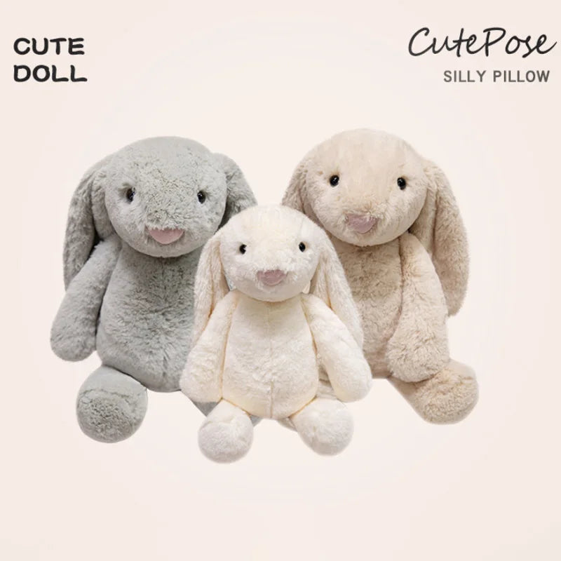 Lindo conejo de peluche de juguete suave relleno de orejas largas muñeca de conejito divertido compañero para dormir del bebé delicado decoración del hogar regalos para niños