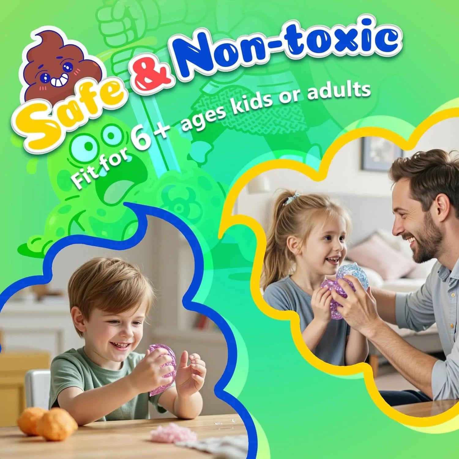 Novedad Squishy Caca Stress Ball Squishies juguetes brillo divertido estiramiento apretar Fidget juguetes para niños adultos regalo de broma del Día de los Inocentes