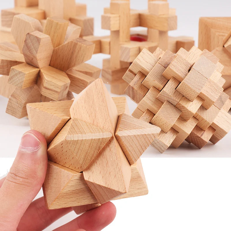 Kong Ming Lock de madera Lu Ban Lock IQ rompecabezas juguete educativo para niños Montessori rompecabezas 3D juego desbloquear juguetes para adultos