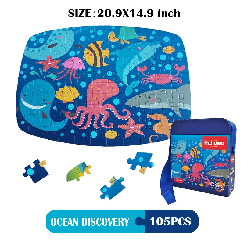 Hahowa-rompecabezas de animales único para niños, juguete con caja de regalo de papel, juegos educativos Montesorri, juguetes, regalos para niños