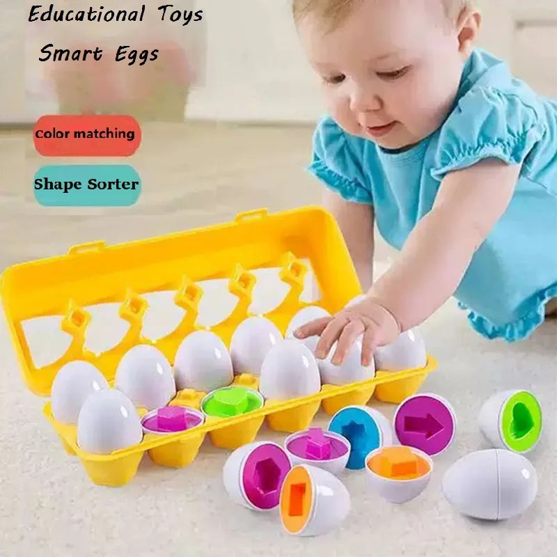 Juguete de huevos inteligentes Montessori para bebés, juegos de rompecabezas a juego, clasificador de formas, juguetes educativos de aprendizaje para niños de 2 a 3 años, regalo de Pascua