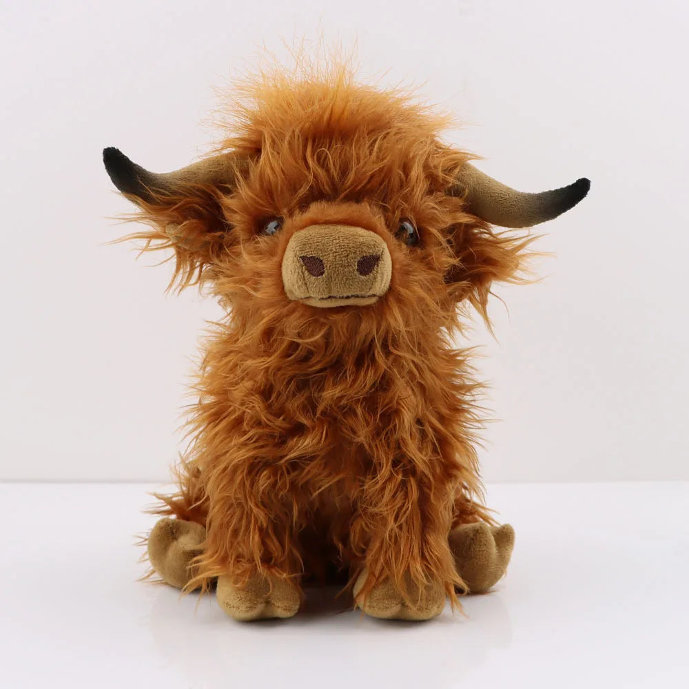 Juguete de peluche de vaca de las Tierras Altas: adorable animal de peluche realista con pelo largo y esponjoso, regalo de peluche suave para niños, niños y coleccionistas