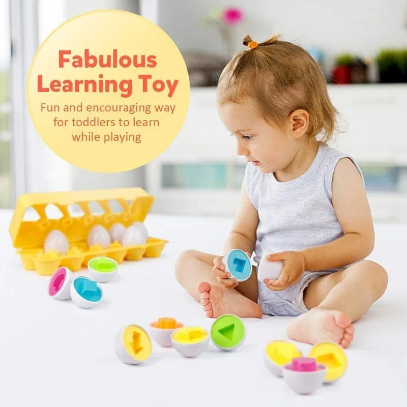 Juguete de huevos inteligentes Montessori para bebés, juegos de rompecabezas a juego, clasificador de formas, juguetes educativos de aprendizaje para niños de 2 a 3 años, regalo de Pascua
