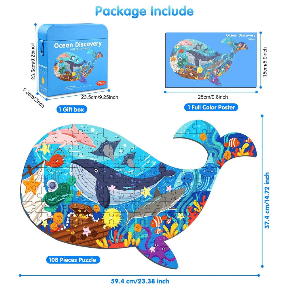 Hahowa-rompecabezas de animales único para niños, juguete con caja de regalo de papel, juegos educativos Montesorri, juguetes, regalos para niños