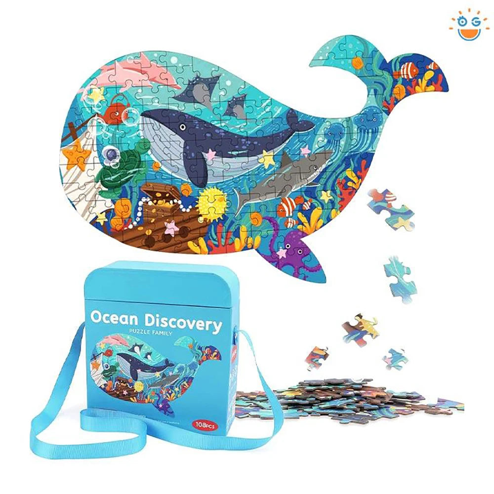 Hahowa-rompecabezas de animales único para niños, juguete con caja de regalo de papel, juegos educativos Montesorri, juguetes, regalos para niños