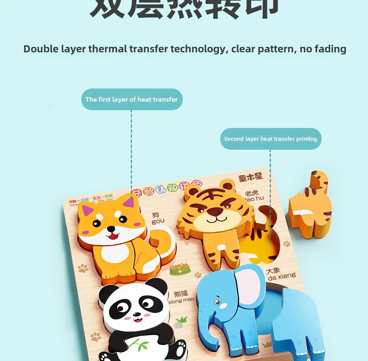 Rompecabezas de madera 3D de dibujos animados Montessori, rompecabezas de tráfico de animales, juguetes para niños, juego cognitivo educativo de Aprendizaje Temprano, regalos para niños