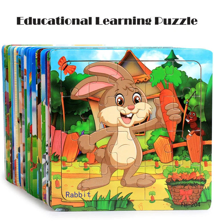 Nuevo Rompecabezas 3d de madera de 20 piezas, rompecabezas de vehículo de animales de dibujos animados, juguetes educativos Montessori para niños, bebés de 1, 2, 3 años