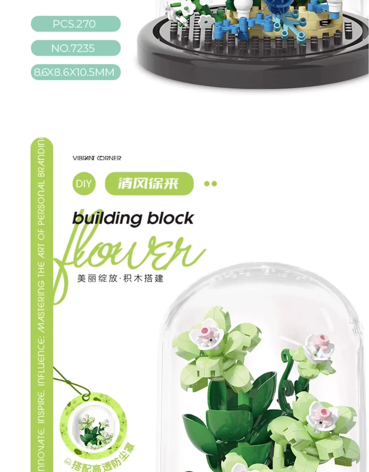 Ramo de flores, bonsái, bloques de construcción, planta de plástico Artificial, cubierta antipolvo, Micro modelo, juguete de decoración del hogar para niños, regalo de cumpleaños