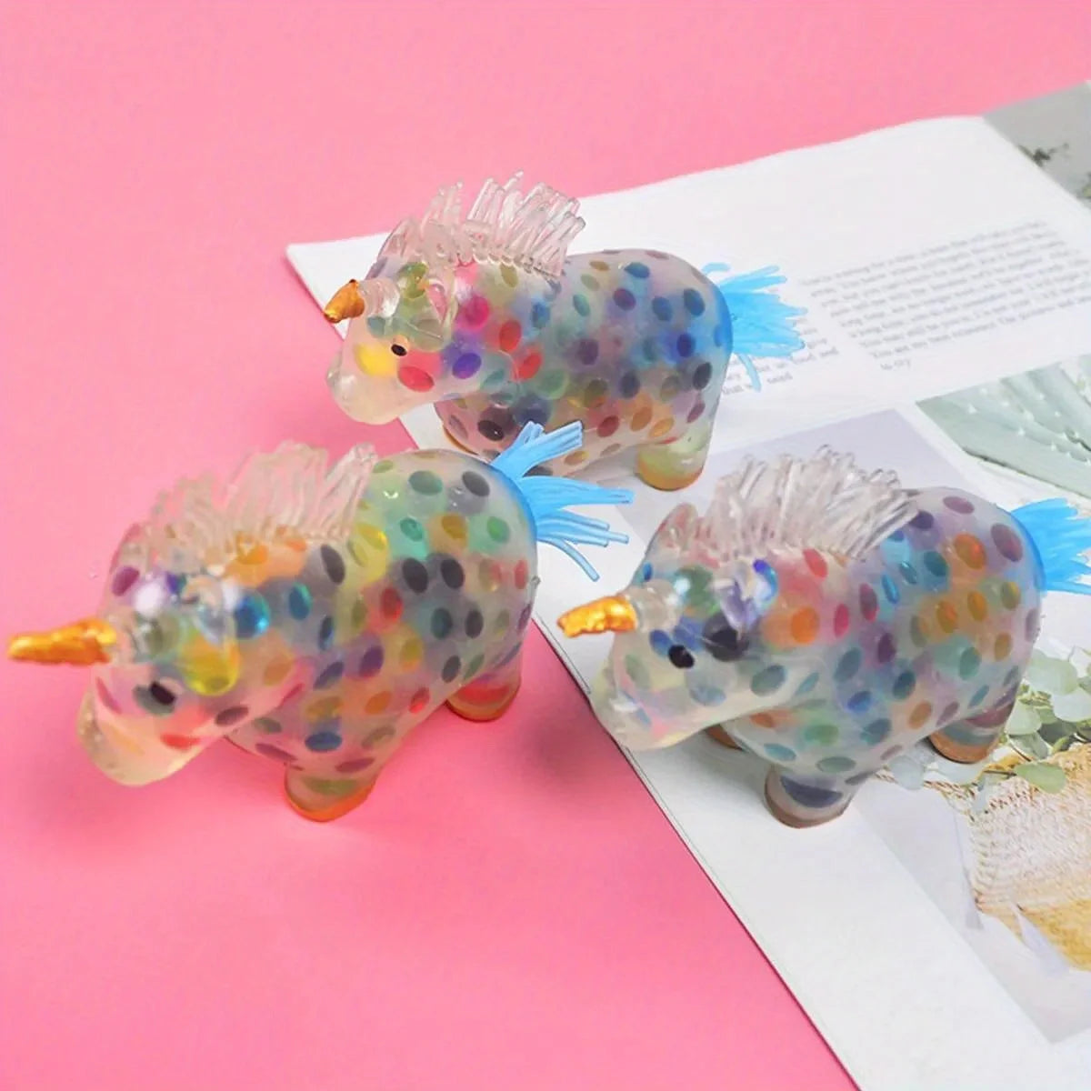 Pelotas antiestrés de unicornio, juguete para curar el estado de ánimo, juguete para apretar, alivio del estrés y la ansiedad, pelota antiestrés de unicornio, juguete de agua de Gel colorido