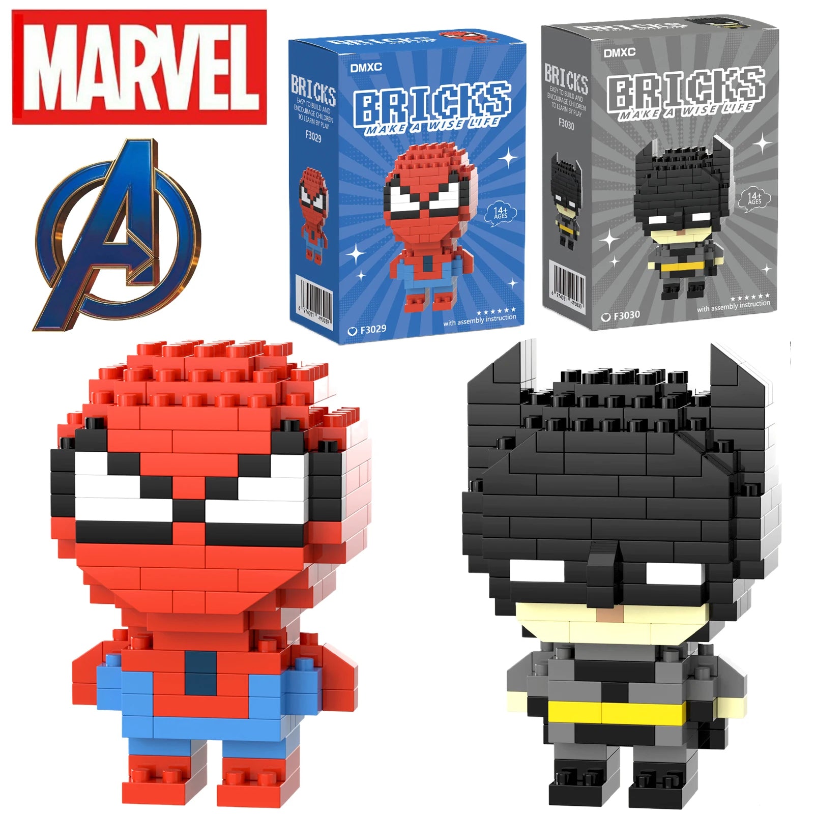 Disney Spider Man-bloques de construcción Deadpool y Venom Iron Man, figura de Marvel Legends, modelo de personaje de dibujos animados, juguetes para niños, regalos