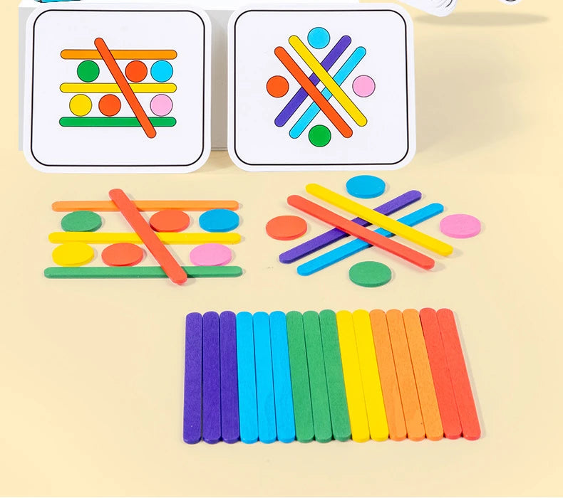 Rompecabezas Montessori para niños, juego de rompecabezas 3D de madera, palo Tangram, forma de anillo geométrico a juego, juguetes educativos para edades tempranas