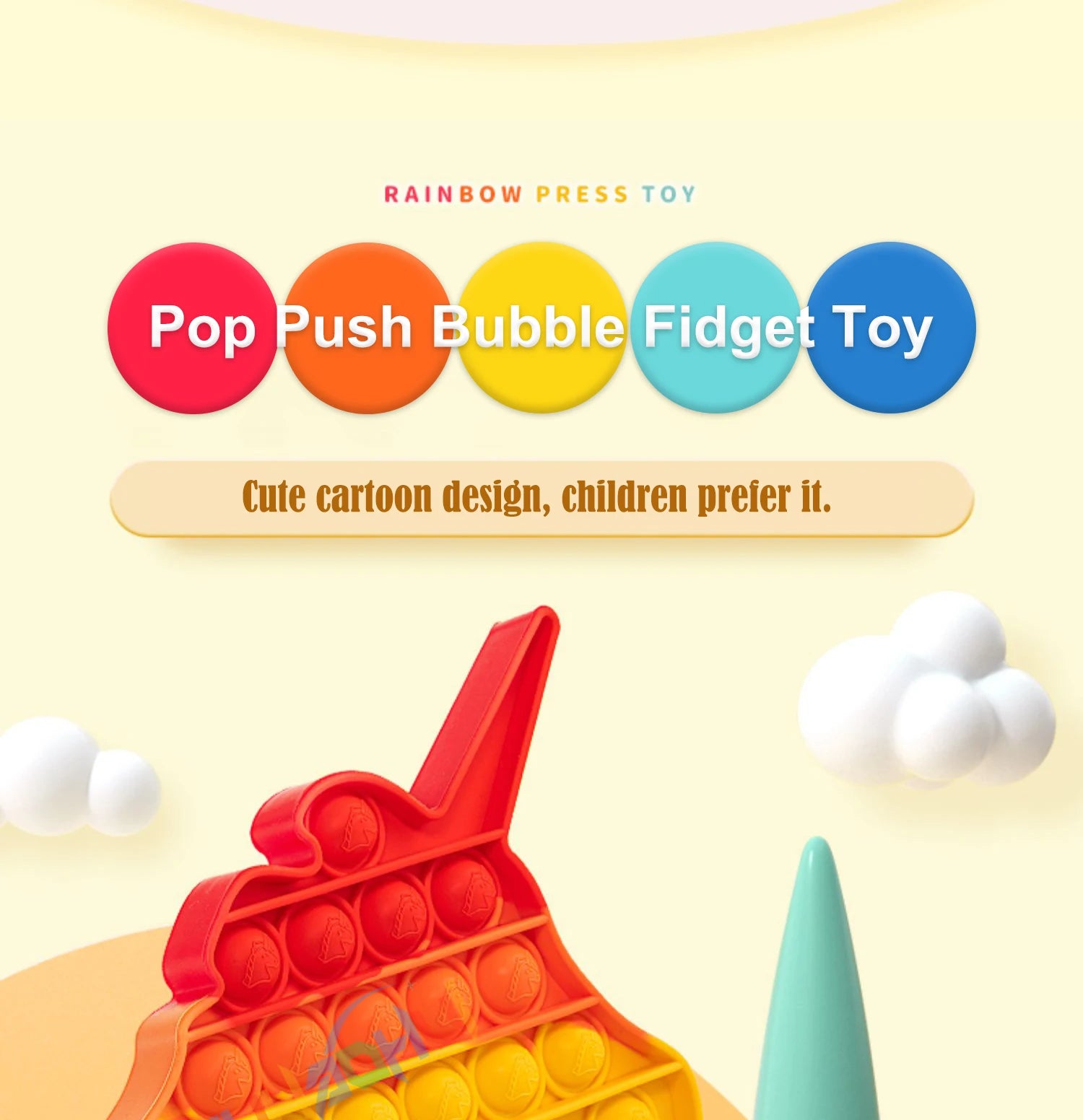 Arco Iris Pop Push Bubblle Fidget juguetes antiestrés para niños adultos juguetes sensoriales de necesidades especiales juguetes interactivos para niños