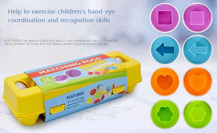 Juguete de huevos inteligentes Montessori para bebés, juegos de rompecabezas a juego, clasificador de formas, juguetes educativos de aprendizaje para niños de 2 a 3 años, regalo de Pascua