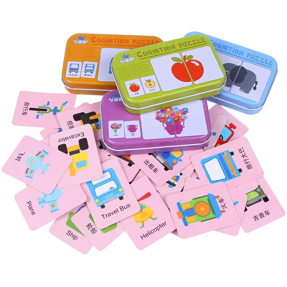 Rompecabezas para bebés, juguetes educativos Montessori, juegos de rompecabezas 3D de madera, caja de hierro, rompecabezas para niños, rompecabezas de madera para niños de 2 a 3 a 4 años