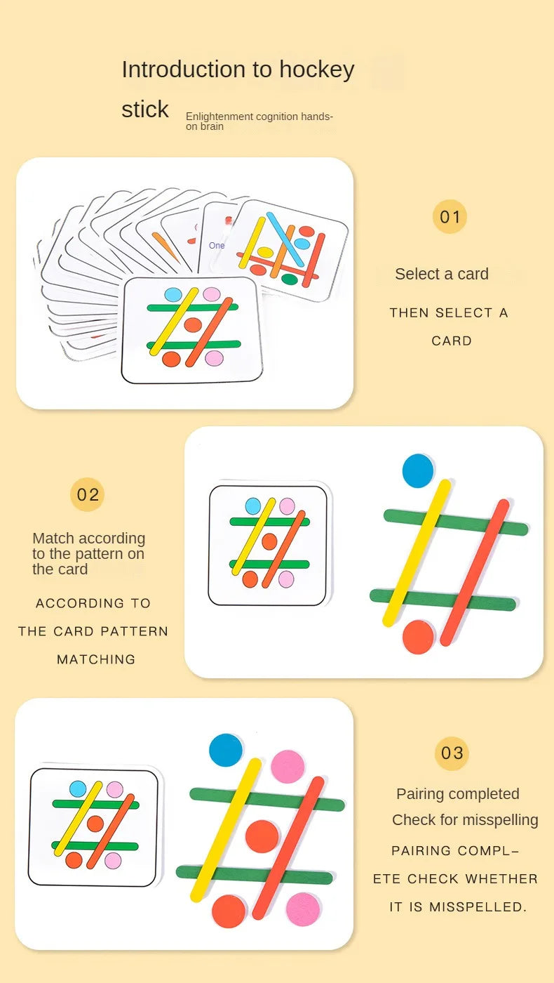 Rompecabezas Montessori para niños, juego de rompecabezas 3D de madera, palo Tangram, forma de anillo geométrico a juego, juguetes educativos para edades tempranas
