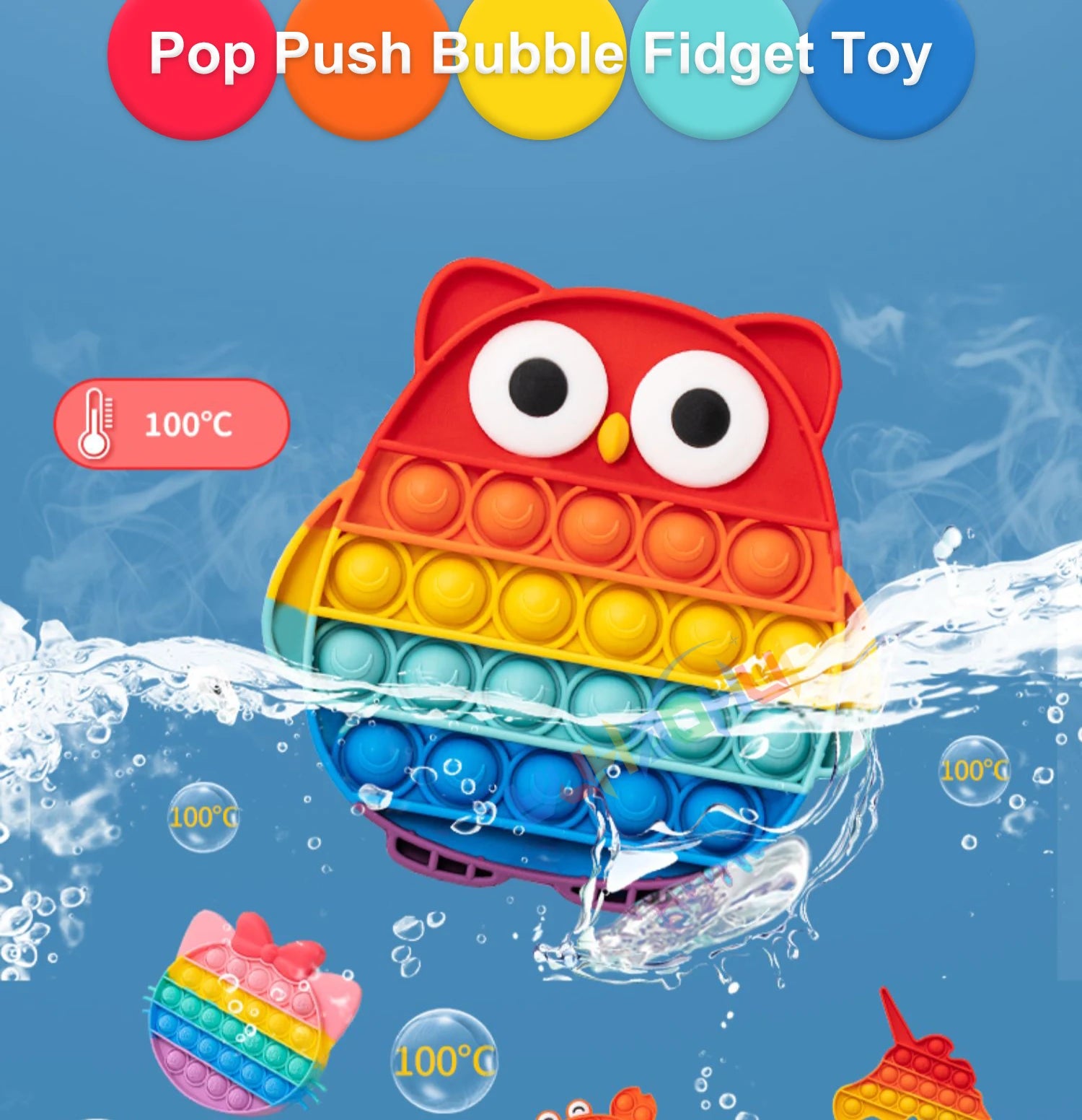 Arco Iris Pop Push Bubblle Fidget juguetes antiestrés para niños adultos juguetes sensoriales de necesidades especiales juguetes interactivos para niños